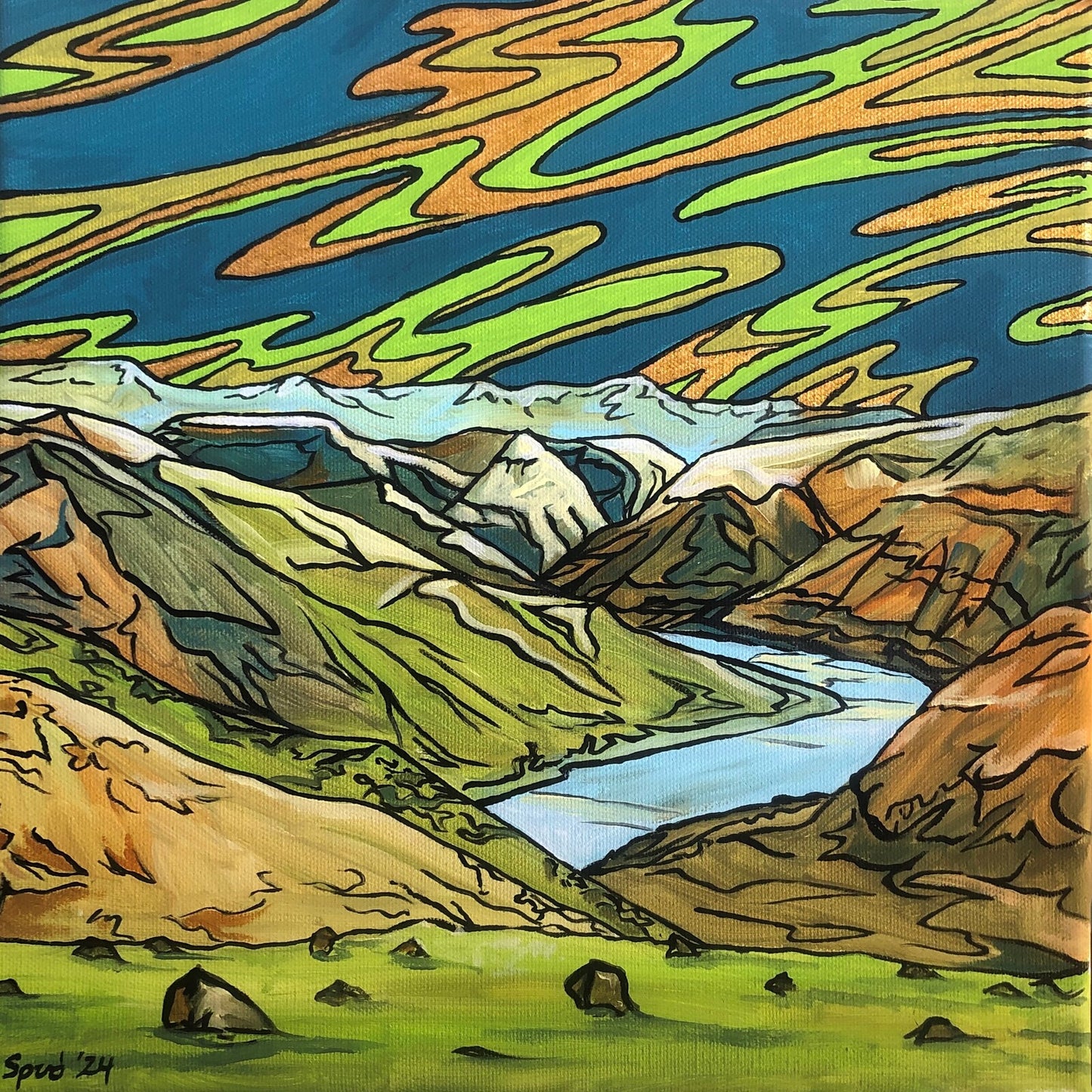 Original Acrylic Painting- Just Around the River Bend