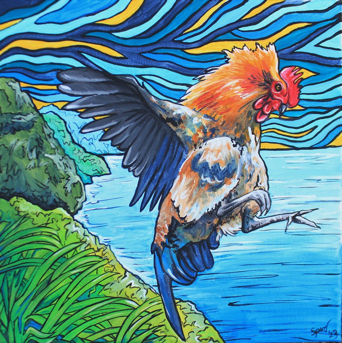 Original Acrylic Painting- Maui Rooster