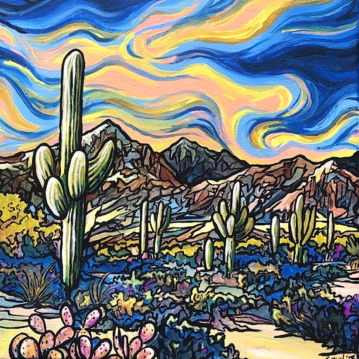 Original Painting Saguaro Sunrise